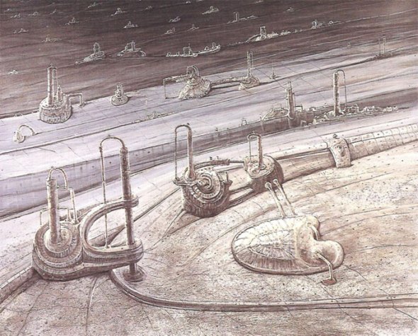 Absorción- Tiempo de máquinas (imaginación)Óleo sobre lienzo. Tamaño 162x195cm