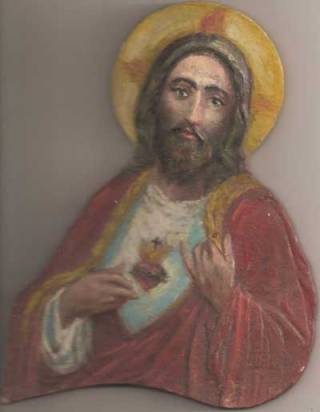 Corazón de Jesús. (Pintado con 15 años)Óleo sobre relieve de madera. 
